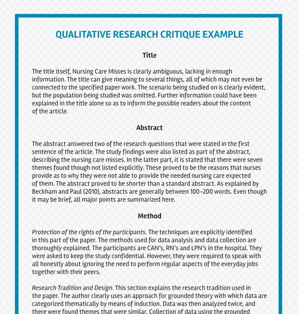 qualitative research critique paper