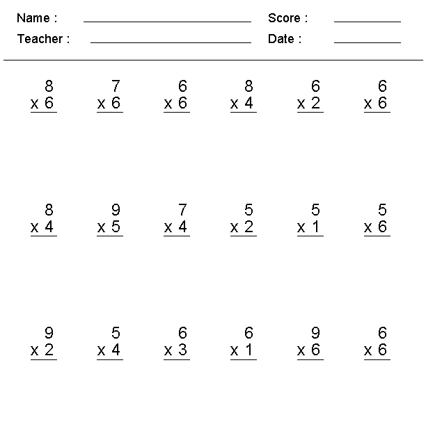 first grade math multiplication worksheets