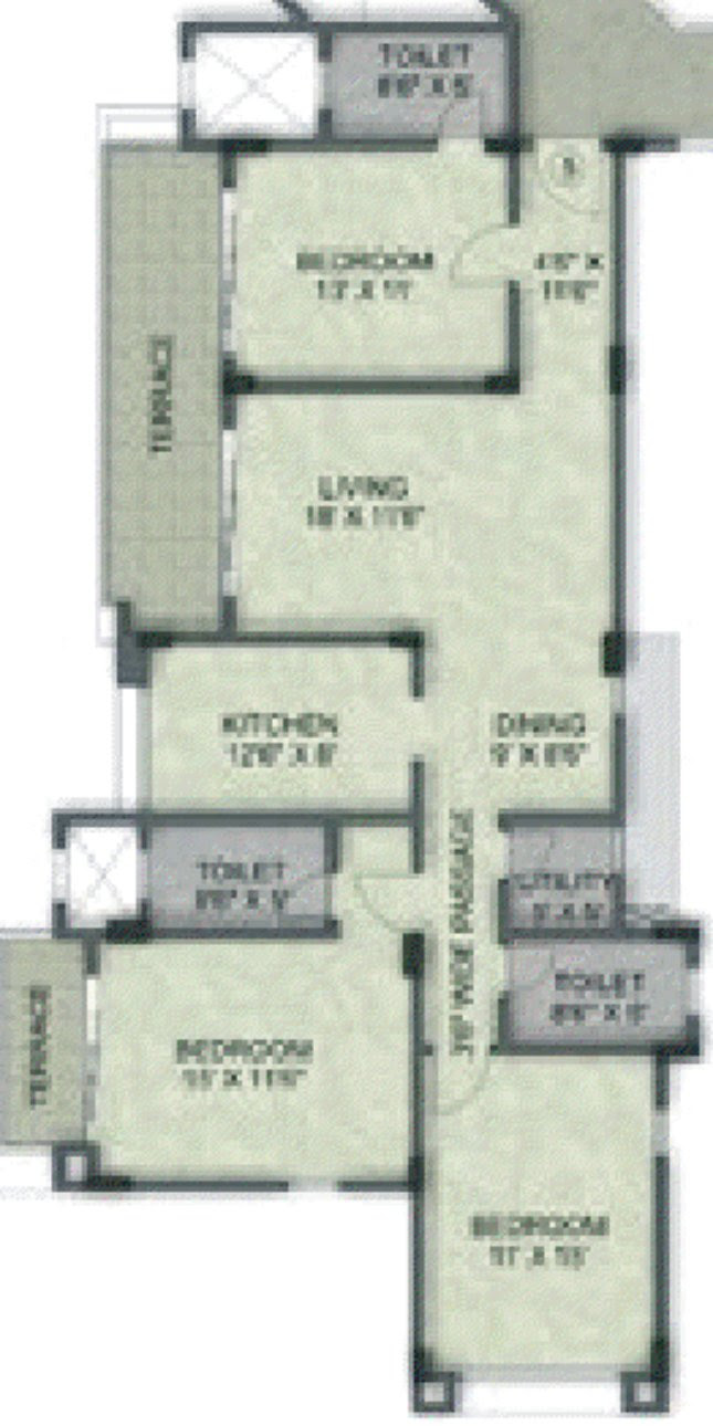 Kalpataru Serenity, 2 BHK & 3 BHK Flats at Manjri, opp Navratna Mangal Karyalay, Mahadev Nagar, Pune 412307 - Building 6 - Wing C - 3 BHK Flat - 1368 Carpet - 1775 Saleable - Non Garden Facing - 1st to 4th Floors - Rs. 67,18,080