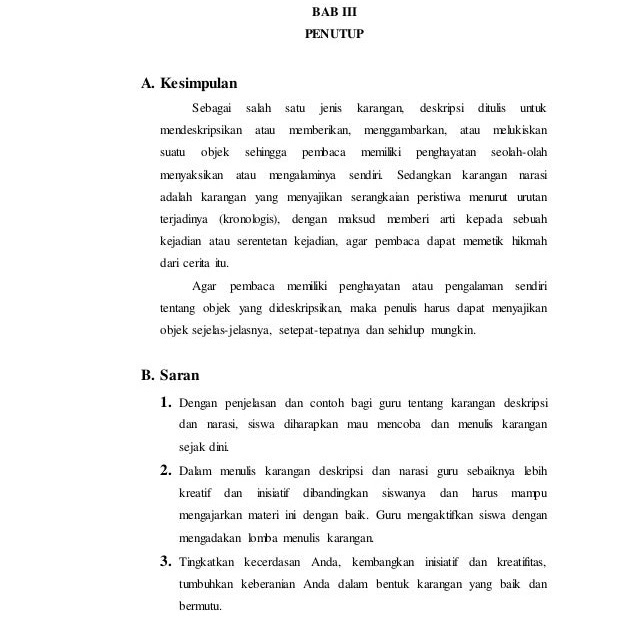 Contoh Teks Deskripsi Singkat Belajar Bahasa Indonesia 