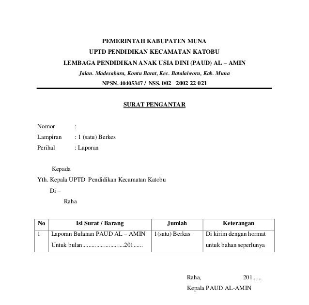 Contoh Surat Laporan Keuangan Perusahaan
