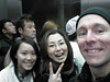 Free-riding the elevator in Tokyo Tower.