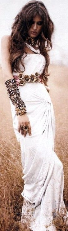 http://www.pinterest.com/pin/58828338857052322/ Bianca Balti In Bohemian Dress and Jewels