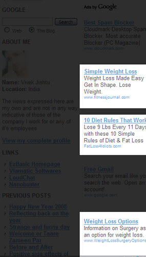 Adwords about weight loss