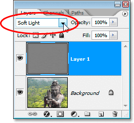 Changing the blend mode to 'Soft Light' to reduce the sharpening.