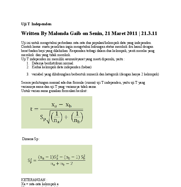 Contoh Soal Uji Hipotesis Dua Sampel