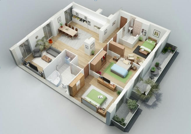 View Denah Rumah Type 54 Minimalis Modern Images