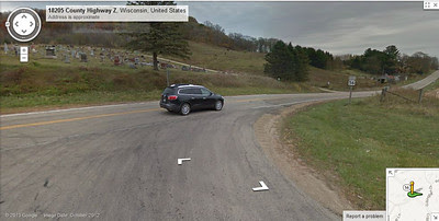 James, the Long, Dark, and Handsome Buick on Google Maps, Richland County, Wisconsin