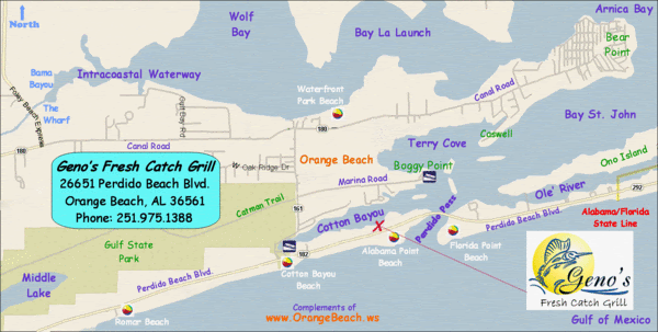 Map Of Orange Beach Alabama And Surrounding Area
