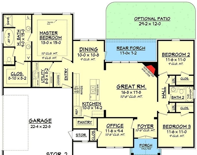 open floor plan Split Bedroom House Plan With Open Floor