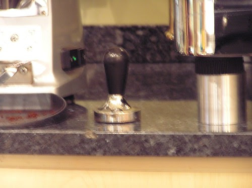 Blurry Pic of hand tamper, Caffe del Doge, Rialto