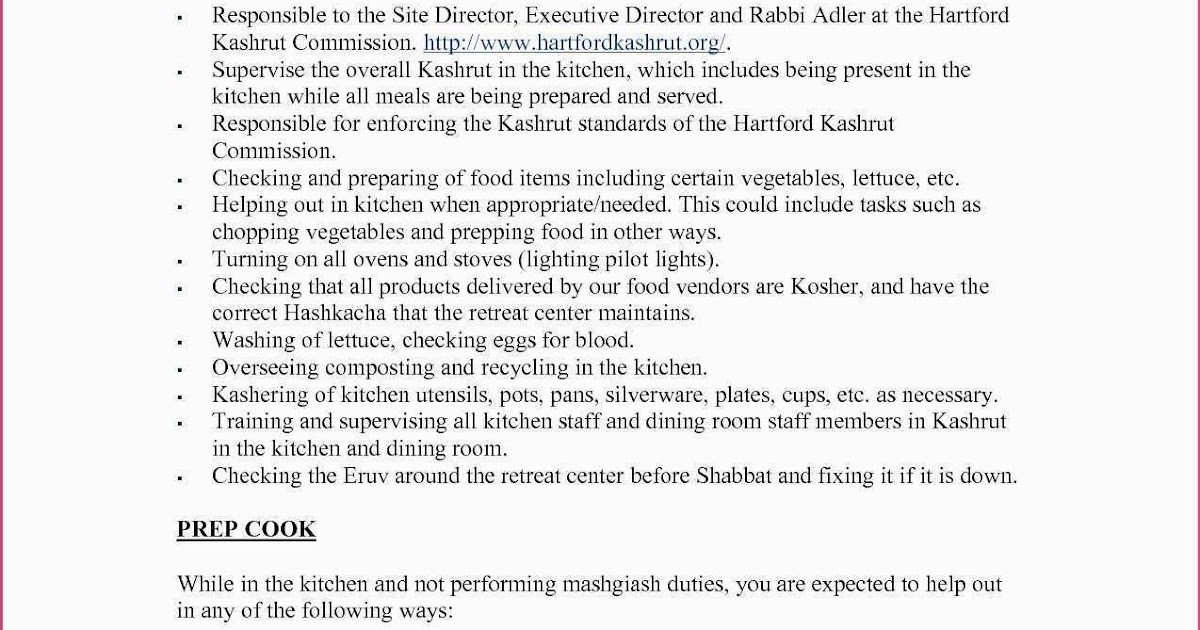 Job Description Of Kitchen Staff - Tentang Kitchen