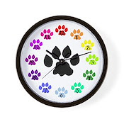 Paws Up Rainbow Paws Wall Clock