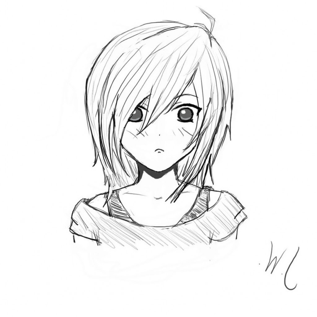 Simple Badass Anime Girl Drawing