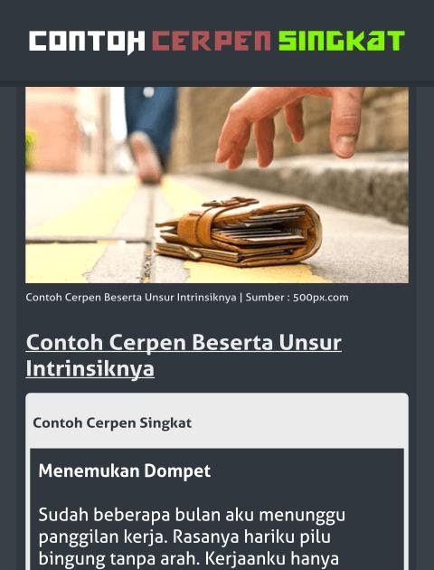 Contoh cerpen cinta dan unsur intrinsiknya