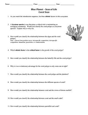 Download online blue-planet-seas-of-life-coral-seas-worksheet-answers