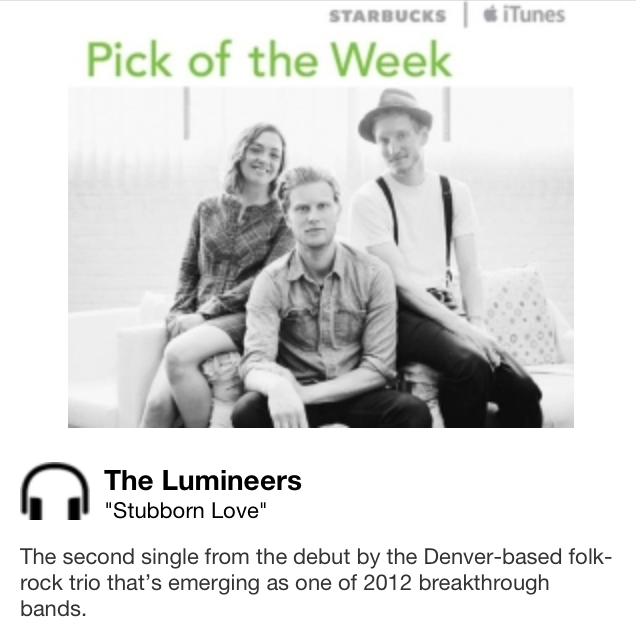 Starbucks iTunes Pick of the Week - The Lumineers - Stubborn Love