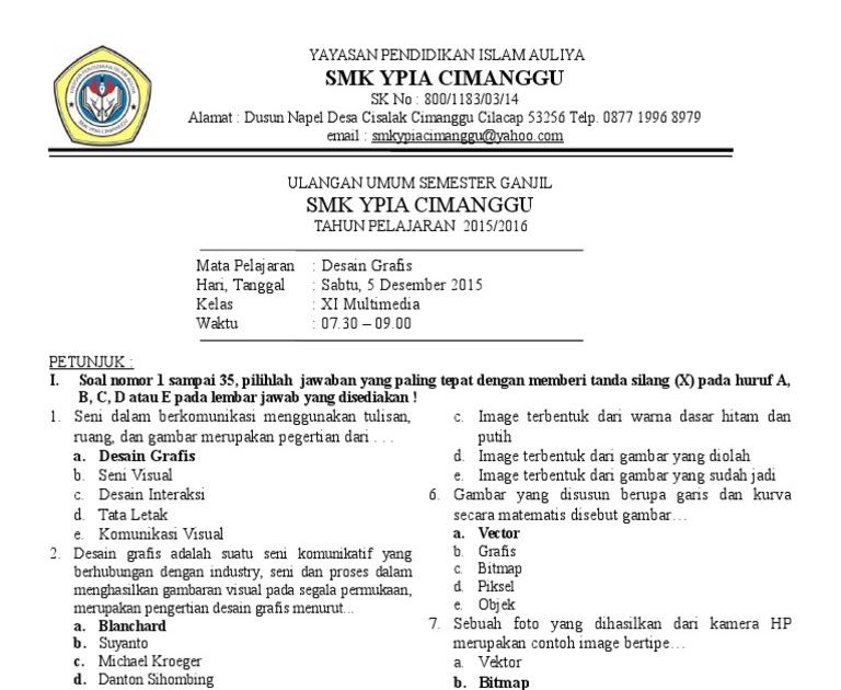 Contoh Soal Desain Grafis Kelas 10 Beserta Jawabannya Contoh Soal Desain Grafis Kelas 10 Beserta Jawabannya