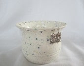 White with Flecks of Blue, Teal, Lavender and Gold Made from Wheel Thrown Pottery - KarensCoolPots White with Flecks of Blue, Teal, Lavender and Gold Made from Wheel Thrown Pottery - KarensCoolPots