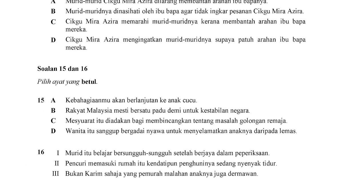 Latih Tubi Bahasa Melayu Tahun 6 / Dalam setiap ayat di bawah terdapat