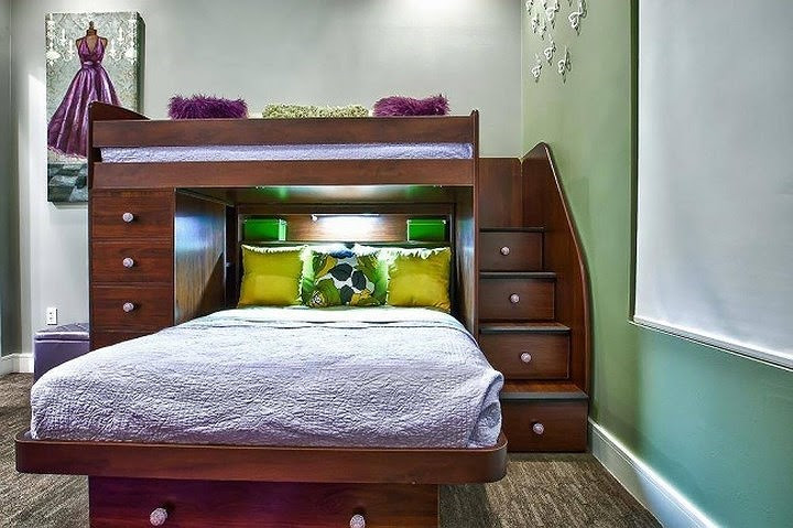 Phòng ngủ đẹp Nếu ngôi nhà quá chật hẹp, bạn có thể thiết kế phòng ngủ của bố mẹ và con cái trong cùng một phòng.