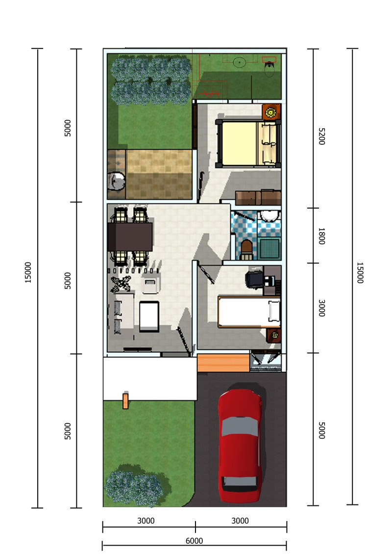 15 Ukuran 5x10 desain rumah 5x10 tanpa garasi