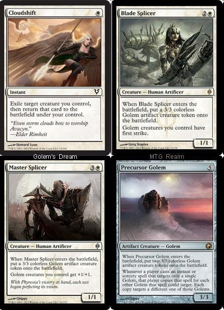 A Golem’s Dream.
Cloudshift will be a favourite card for players wanting to maximise efficiency on EOTB creatures.
NOTE - from heroeskage - Cloudshift won’t deliver moar Golems via Precursor.