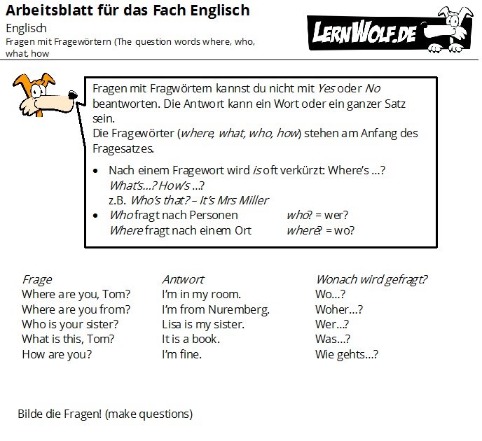 Arbeitsblätter Englisch 5.Klasse / Ubungen Englisch ...