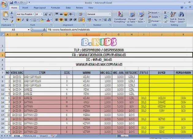 Laporan Keuangan Online Shop Excel