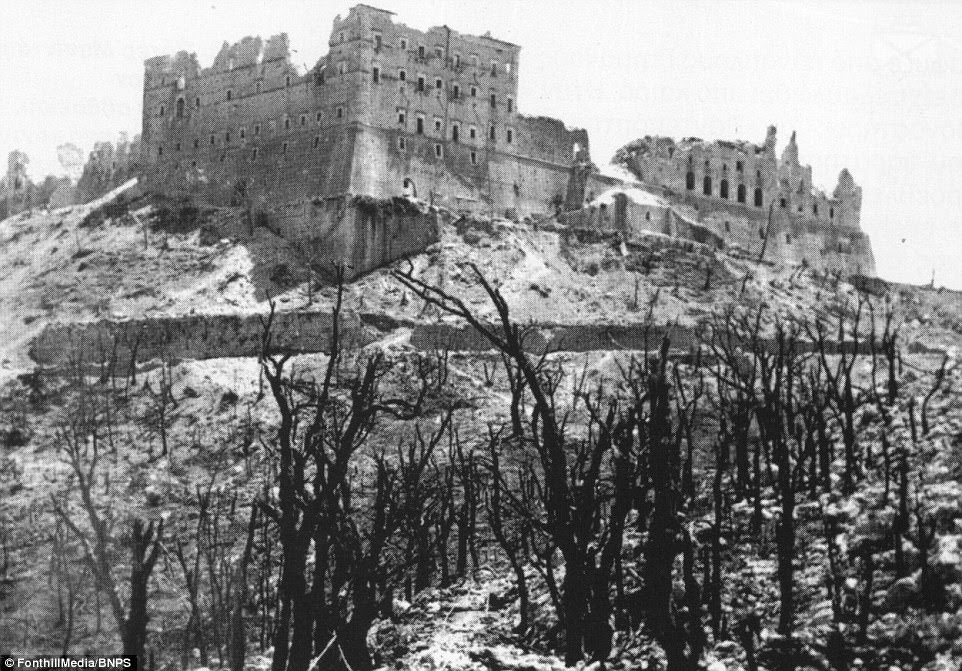 After the bombing, the monastery northern wall sector which remained largely intact and provided excellent defensive positions to the German paratroopers
