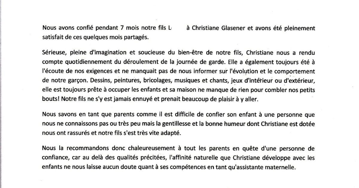 Exemple De Lettre De Licenciement De Nounou  Le Meilleur Exemple