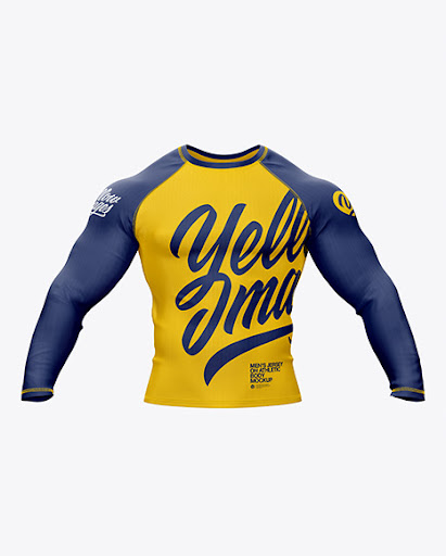 Download Mens Long Sleeve Jersey on Athletic Body Mockup (PSD ...