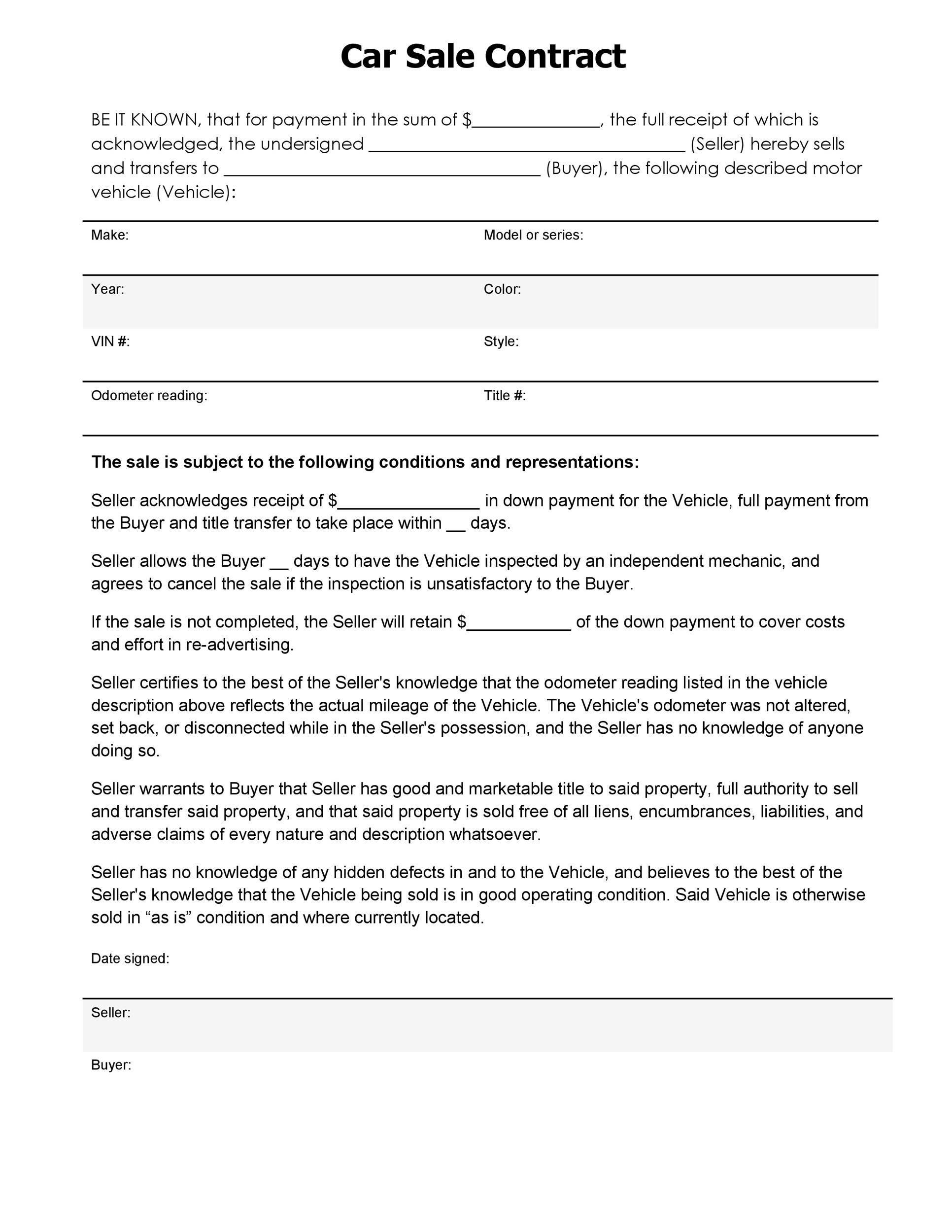 Sample Letter Of Car Sale Agreement The Document Template