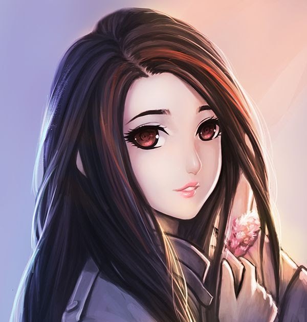 Beautiful Woman Cartoon Characters With Black Hair And Brown Eyes
