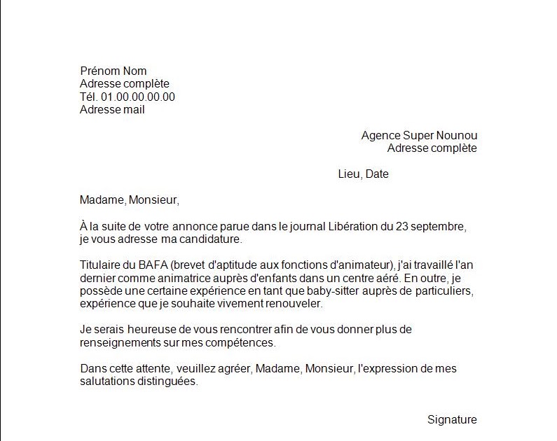 Application Letter Sample: Exemple De Lettre De Motivation ...