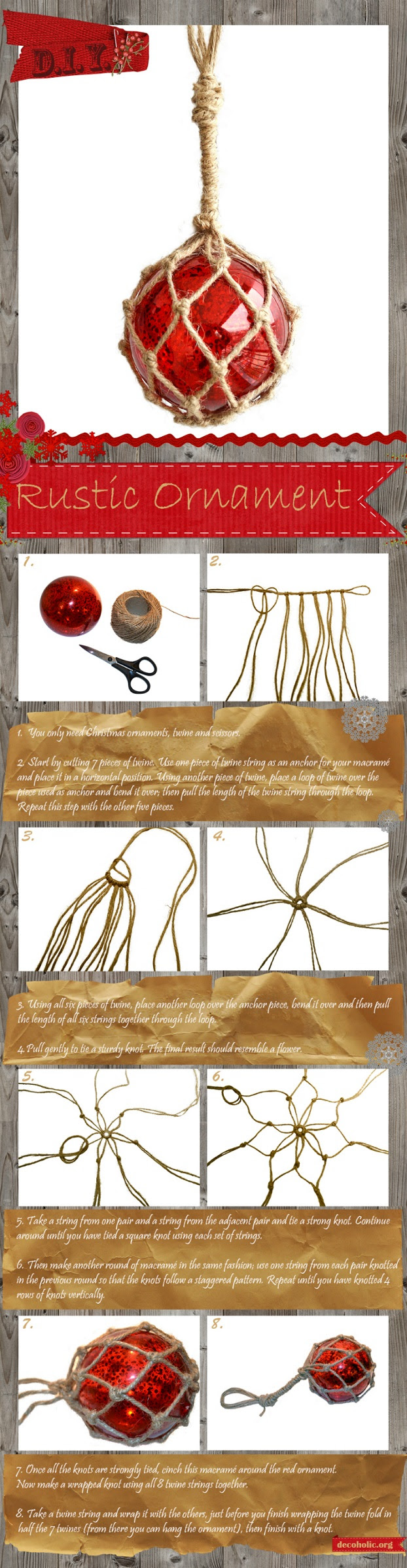 DIY Rustic Macramé Christmas Ornament