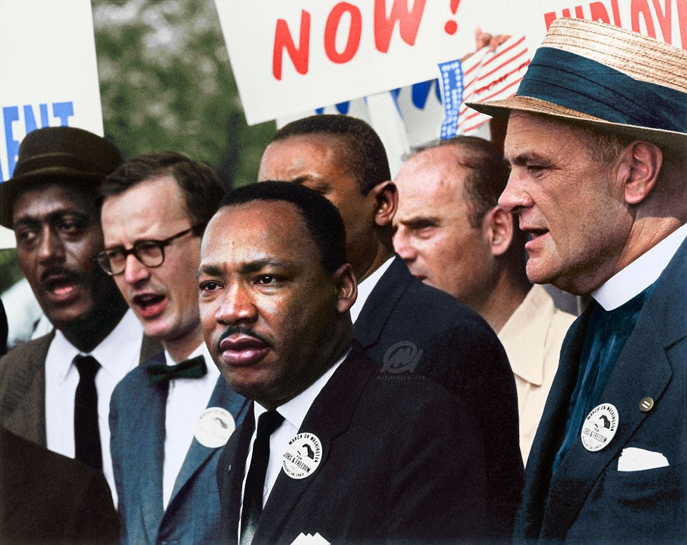 'I Have a Dream': Dr. Martin Luther King, Jr. and activist Mathew Ahmann are pictured in a crowd during the Civil Rights March on Washington, D.C.  in August 1963