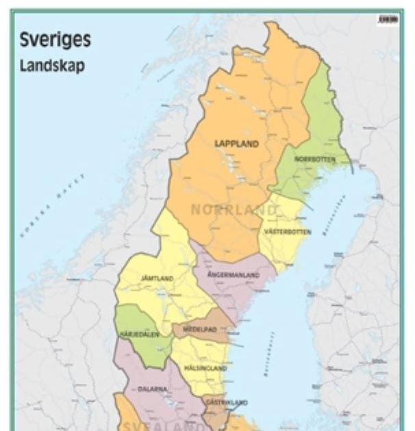 Sverige Karta Med Landskap | Karta Mellersta