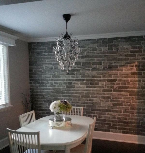 Design Grey Brick Wallpaper Living Room Ideas - Mural Wall