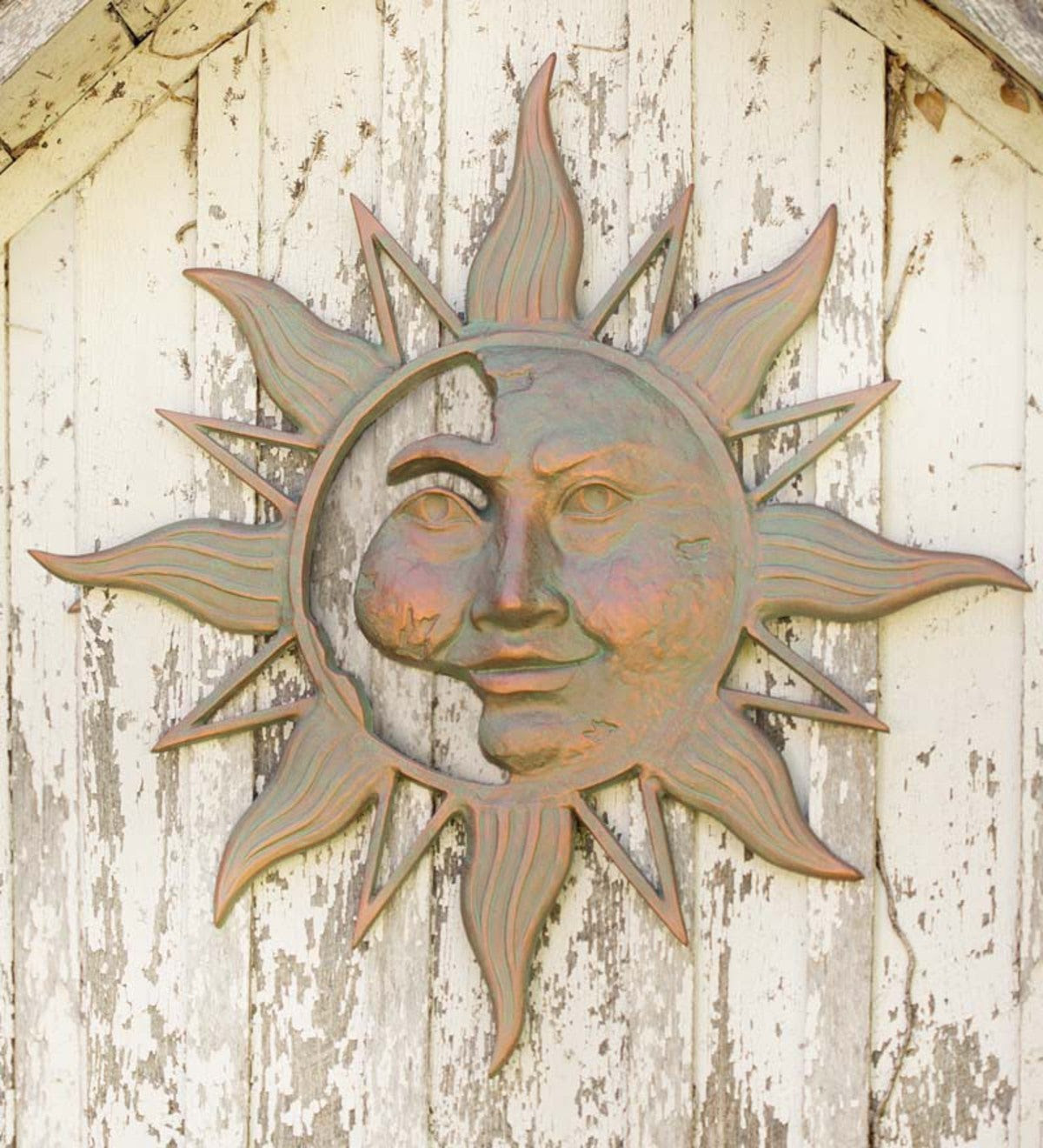 Mysterious Sun Face Metal Wall Art | Wind and Weather