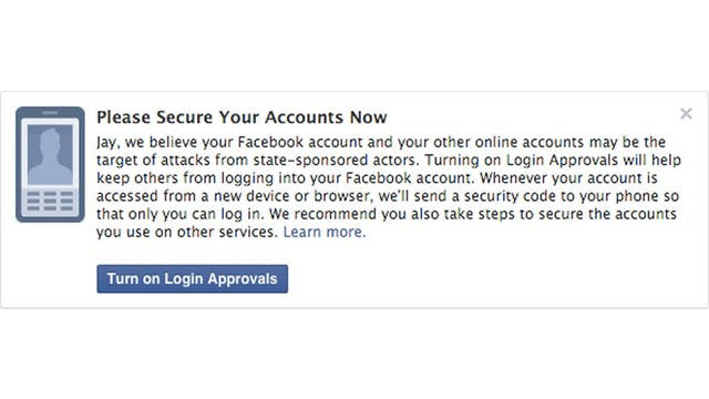 Este es el aviso que Facebook emitirá cuando una cuenta fue afectada por un ataque informático respaldado por un estado