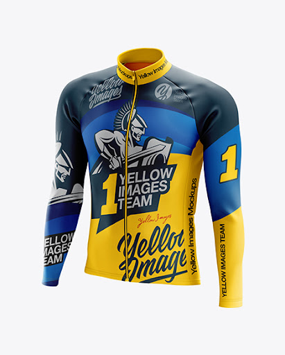 Download Free Men's Cycling Thermal Jersey LS mockup (Half Side ...