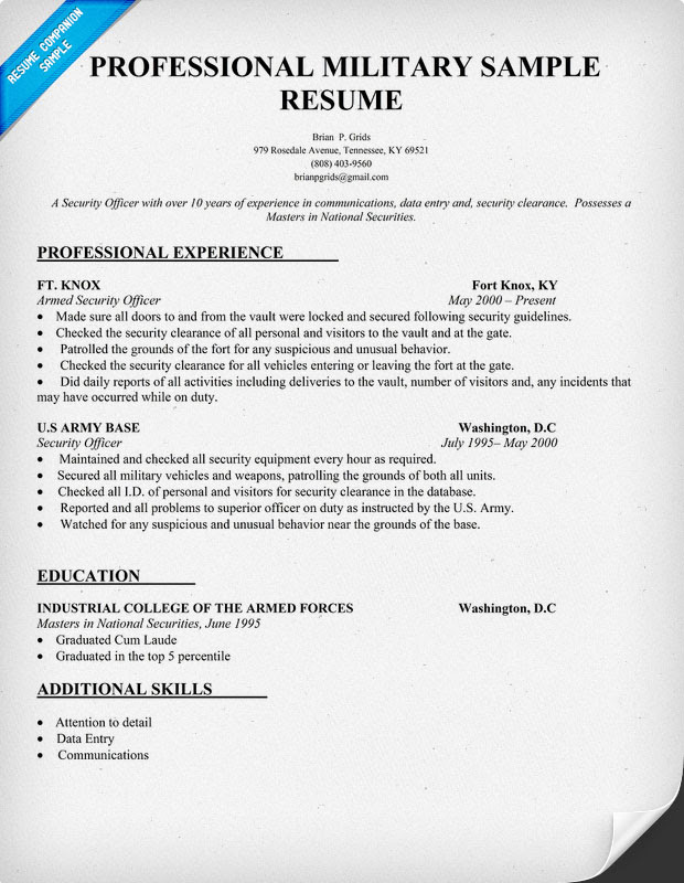 resume cover letter examples military