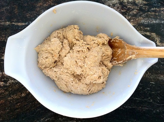 Dough Mixed Together with Wooden Spoon