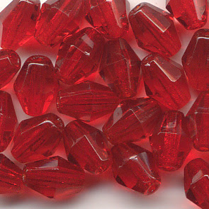 27001197 Firepolish - 5 x 7 mm Faceted Bicone - Siam Ruby (25)