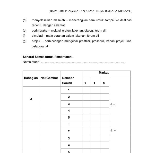 Soalan Bahasa Melayu Umur 5 Tahun  Contoh IK