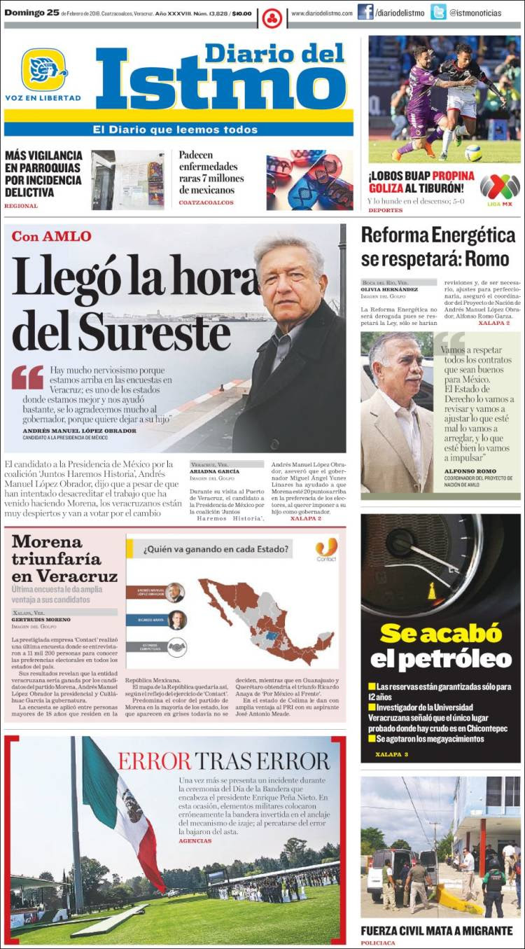 Portada de Diario del Istmo - Voz en Libertad (México)