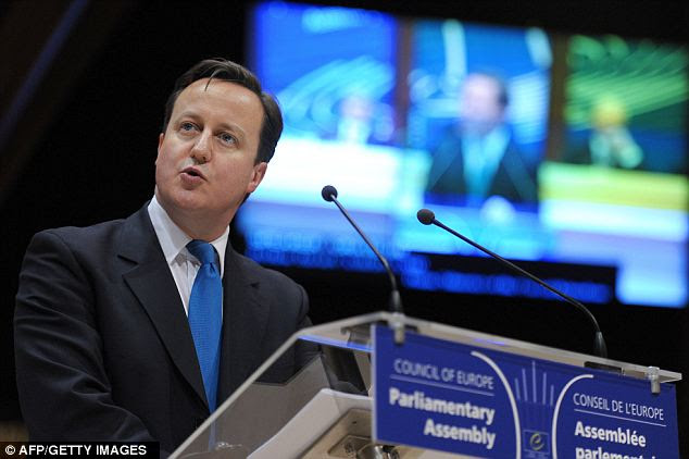 David Cameron addressing the Council of Europe in Strasbourg.