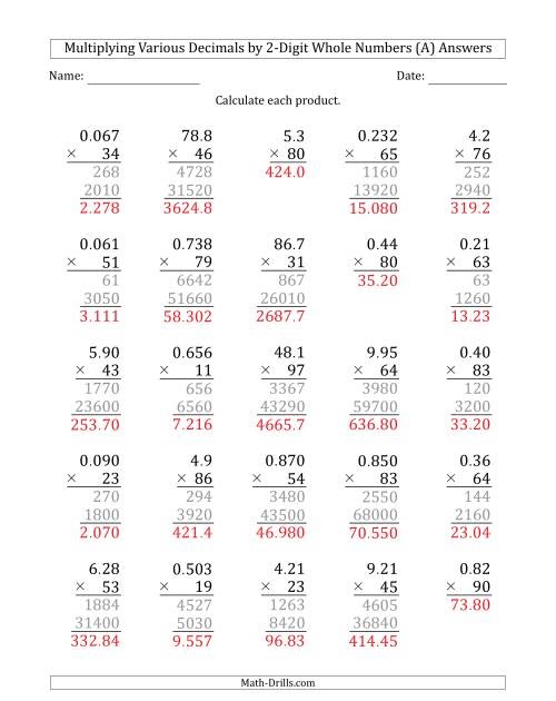 Decimals Multiplication Worksheets / Multiplying Decimals By Decimals