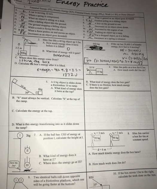 Law Of Conservation Of Energy Worksheet Answers Key Cstephenmurray